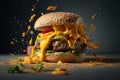 Deconstruction of a cheeseburger, Burger explosion,