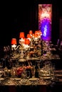 Decor with candles and lamps for corporate event or gala dinner Royalty Free Stock Photo