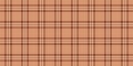 Decor check seamless background, open textile fabric vector. Mens shirt texture tartan pattern plaid in orange and red colors