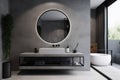 design sink hotel interior home mirror luxury room bathroom gray concrete. Generative AI.