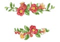 Decor elements in vector with pomegranate fruit branches