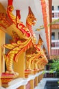 Golden rooster in decoration Cambodian temple. Royalty Free Stock Photo