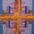 Decor of handcrafted crinkled silk patchwork scarf Royalty Free Stock Photo