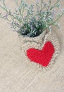 Decor, handmade, flower pot, heart, vintage style Royalty Free Stock Photo