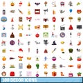 100 decor icons set, cartoon style Royalty Free Stock Photo