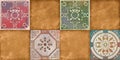 Antique traditional Portugal pattern decor tile, moroccan pattern mosaic tile, decor pattern tile, handmade decor tile