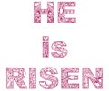 Decor purple doodle art text He is risen