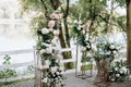 Decor for a wedding ceremony. Arch of fresh flowers Royalty Free Stock Photo