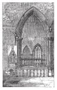 Decoracted gothic Arch in Dorchester Abbey in Dorchester-on-Thames, Oxfordshire, England. Old engraving