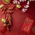 Decorate Chinese new year festival on red