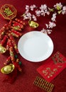 Decorate Chinese new year festival on red