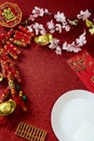 Decorate Chinese new year festival on red