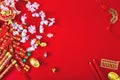 Decorate chinese new year 2019 on a red background(Chinese characters . FU. in the article refer to good luck, wealth, money flow Royalty Free Stock Photo
