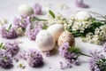 Decorate Easter eggs with the beauty of spring flowers. Generative AI