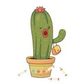 Decorate painting the cactus pot with a magic