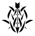 Decorated arrow, tribal tattoo, black and white, isolated.