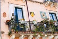 Decorated balcony of urban house in Taormina Royalty Free Stock Photo