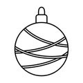 Decorated ball lines celebration merry christmas thick line