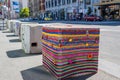 Decorated bollard on Flinders street in Melbourne, Australia