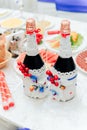 Decorated bottle with champagne Royalty Free Stock Photo