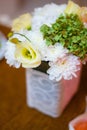 Decorated bouquet of flowers on holiday