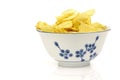 Decorated bowl with fresh potato chips Royalty Free Stock Photo