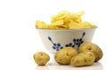 Decorated bowl with fresh potato chips Royalty Free Stock Photo