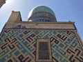 Decorated bricks wall in the necropolis of Shair i Zinda to Samarkand in Uzbekistan.