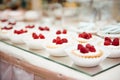 decorated buffet table are cakes and snacks Royalty Free Stock Photo