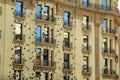 Decorated building facade with artwork in Barcelona