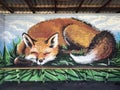 Decorated bus stop in northern Poland village of Dobieslaw Royalty Free Stock Photo