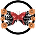 stylized butterfly with leaves and flowers isolated Royalty Free Stock Photo