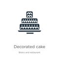 Decorated cake icon vector. Trendy flat decorated cake icon from bistro and restaurant collection isolated on white background. Royalty Free Stock Photo