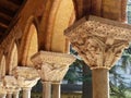 Decorated capitals of the abbey of Saint Pierre de Moissac in the south west of France Royalty Free Stock Photo
