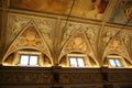 Decorated ceiling with frescos of angels in the museum Palazzo Te in Mantova, Italy
