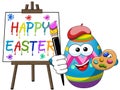 Decorated character painter egg isolated brush painting Happy Easter canvas isolated
