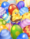 Easter Chick Eggs Background Cartoon