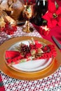 Decorated Christmas Dinner Table Setting Royalty Free Stock Photo