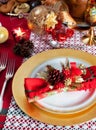 Decorated Christmas Dinner Table Setting Royalty Free Stock Photo