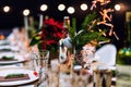 Decorated Christmas holiday table ready for dinner Royalty Free Stock Photo