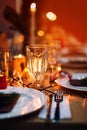 Decorated Christmas holiday table ready for dinner Royalty Free Stock Photo