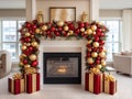 decorated Christmas mantle piece Royalty Free Stock Photo