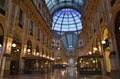 The decorated for Christmas shopping mall - Vittorio Emanuele II Gallery at dawn. Royalty Free Stock Photo