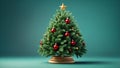 a decorated christmas tree with baub balls and red star Royalty Free Stock Photo