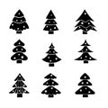 Decorated Christmas tree ,black silhouette illustration Royalty Free Stock Photo