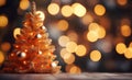 Decorated Christmas tree on blurred, sparkling and bokeh light background