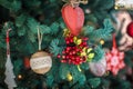 Decorated Christmas tree closeup