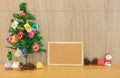 decorated christmas tree & cork board. xmas new year holiday festival.