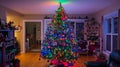 Decorated Christmas Tree in a Cozy Living Room Royalty Free Stock Photo