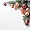 Christmas background rose gold balls AI Genelate Royalty Free Stock Photo